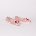 Дамски обувки от розов еко велур и целувки