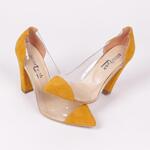 Дамски обувки с висок ток в цвят горчица - Шехерезада