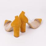 Дамски обувки с висок ток в цвят горчица - Шехерезада