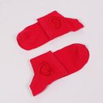 Дамски памучни чорапи в ярко червен цвят със сърце