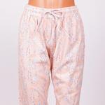 Дамски панталон - пижама в млечнооранжев цвят с цветя