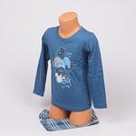 Детска памучна пижама в петролено и каре