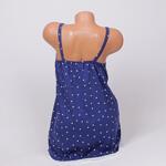 Елегантна пижама за бременни и кърмачки в тъмносин цвят на бели точки и дантела