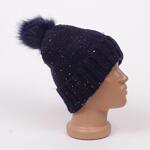 Ефектна плетена шапка в тъмносин цвят