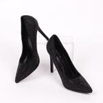 Елегантни дамски черни обувки с камъчета