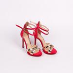 Елегантни червени сандали с тънък ток