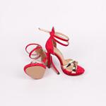 Елегантни червени сандали с тънък ток
