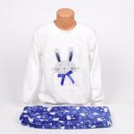 Зимна детско-юношеска пижама от софт в бял и син цвят със зайче