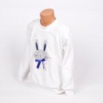 Зимна детско-юношеска пижама от софт в бял и син цвят със зайче