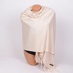 Кашмирен бежов дамски шал с ресни