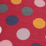Кашмирен дамски шал в карминово червено с големи цветни  точки