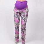 Клин панталон за бременни в лилаво и цветя