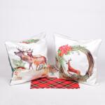 Коледен плюшен комплект от тишлайф и 4 броя калъфки за възглавници Благороден елен
