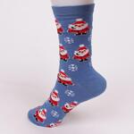 Коледни сини дамски чорапи с Дядо Коледа и снежинки