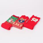 Коледен сет дамски чорапи в червено с еленче, мече и Дядо Коледа