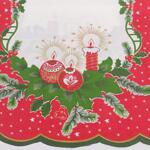 Коледен тишлайфер в цвят крем и червен с коледна украса и горящи свещи 38/88