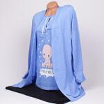 Комплект пижама с халат за бременни в синьо със сладко бебе