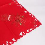 Коледна покривка-каре в традиционен червен цвят с камбанки и свещи 85/85