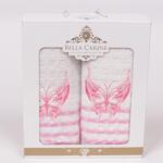 Комплект бели кухненски кърпи с розови пеперуди
