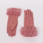 Красиви велурени ръкавици в розов цвят