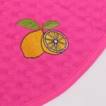 Кръгла кухненска кърпа в цикламен цвят - Лимони