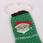Коледни дамски чорапи в зелен цвят с Дядо Коледа и бели точици