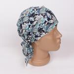 Кърпа за глава с флорален принт в бяло и синьо