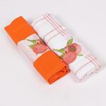 Кухненски кърпи в бял и оранжев цвят - Праскови