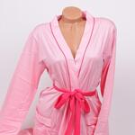Къс домашен халат в бебешко розово и цикламено
