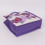 Ленена лятна чанта в лилаво с пеперуди и цветя
