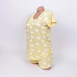Лятна дамска пижама в жълт цвят с бели мечета