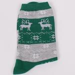 Меки памучни чорапки в зелено и сиво с еленчета