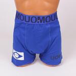 Мъжки памучен боксер в син цвят с външен ластик - голям размер