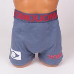 Мъжки памучен боксер с външен ластик в синьо-сив цвят - голям размер