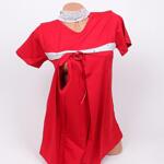 Нежна памучна пижама за бременни и кърмачки в червено и сиво