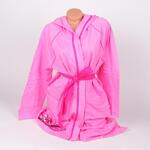 Памучен домашен халат в розово с тъмнорозови кантове