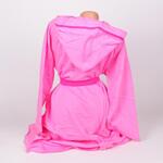 Памучен домашен халат в розово с тъмнорозови кантове