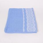 Памучна голяма кърпа в синьо с бяла декорация 90/150
