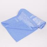 Памучна голяма кърпа в синьо с бяла декорация 90/150