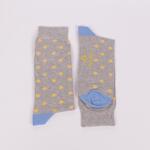 Памучни мъжки чорапи в сиво и синьо с жълти точки