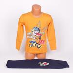 Пижама за момче в цветове горчица и тъмносиньо с картинка