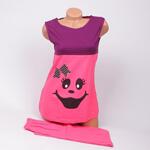 Пижама с халат за бременни  във вишнево и розово