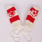 Плетени ръкавици в червено и бяло
