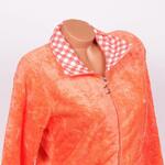 Пухкав домашен халат с цип в топъл оранжев цвят