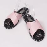 Розови летни чехли с кръстосани широки каишки