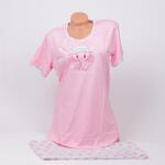 Розова пижама за бременни и кърмачки със слонче и сърца