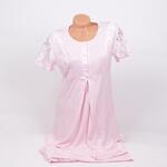 Розова пижама за бременни и родилки с дантела