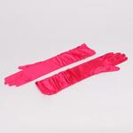 Сатенени дамски дълги ръкавици в цикламен цвят