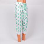 Светло зелена макси пижама с кактуси и 7/8 сив панталон