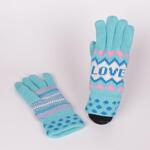 Сини плетени ръкавици с розови сърца